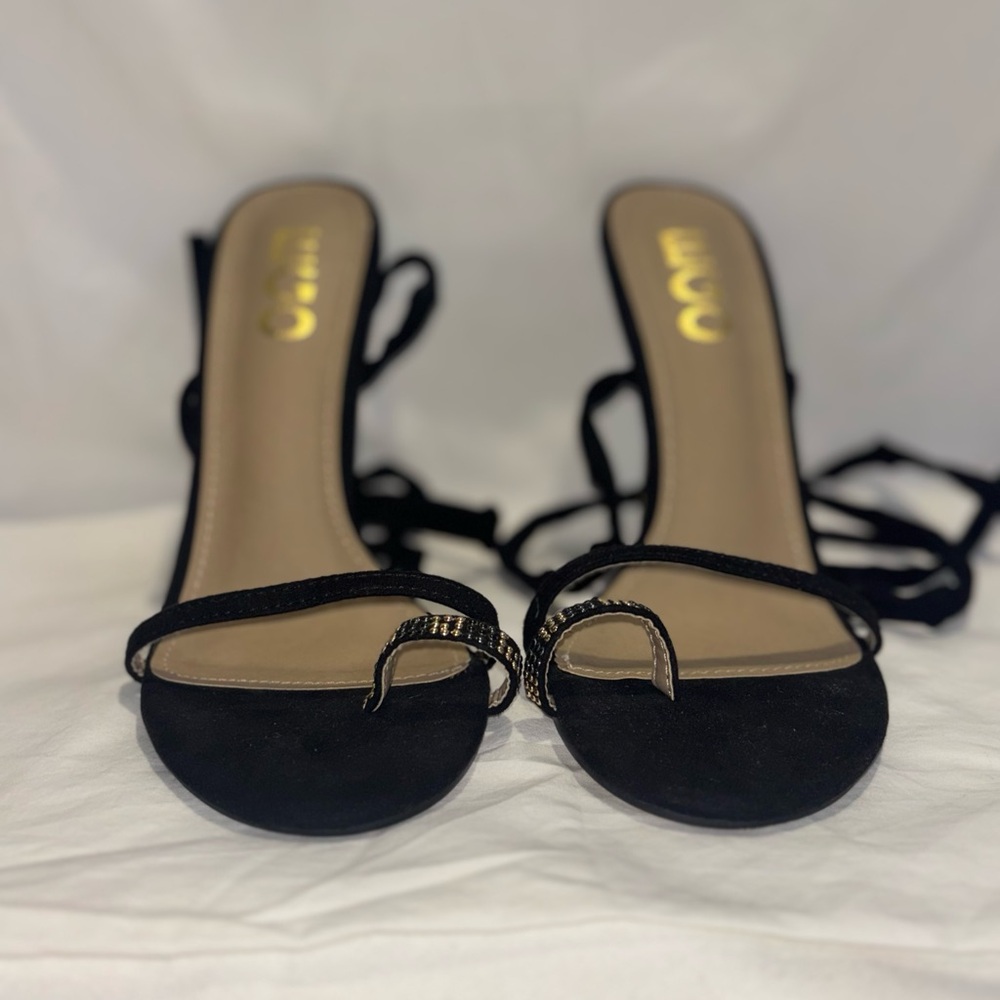 Black lace up heels